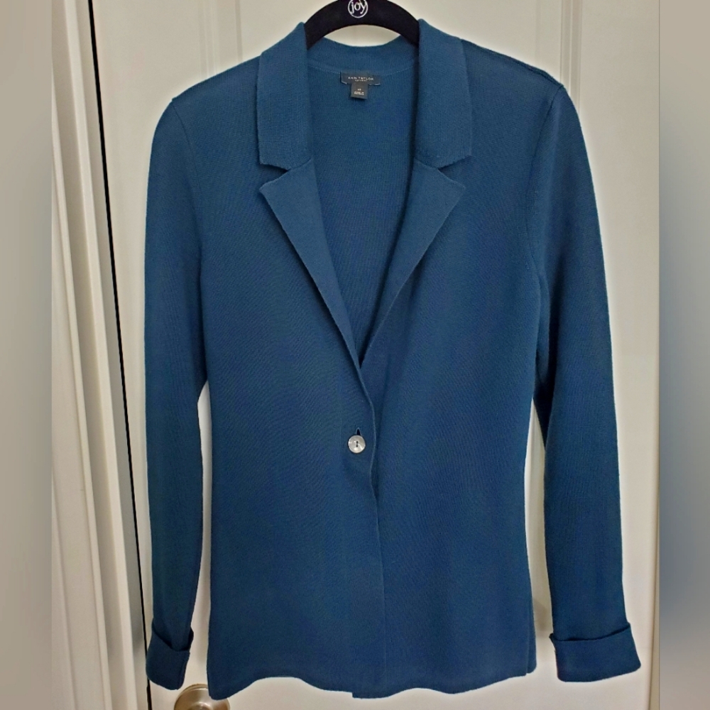 Ann Taylor Sweater Blazer, Jade Green, Size XS